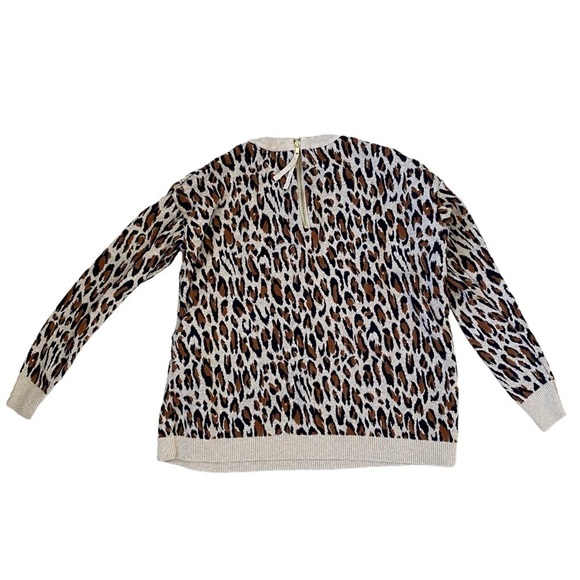 H&M Women’s Small Cheetah Print Sweater With Zipper Detail - Picture 2 of 5